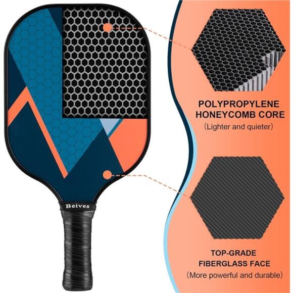 Pickleball Paddles Fiberglass Surface Pickleball Paddles Set of 4 Pickleball Set - Picture 2 of 8